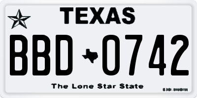 TX license plate BBD0742