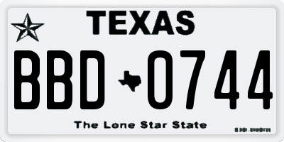 TX license plate BBD0744