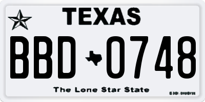 TX license plate BBD0748