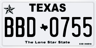 TX license plate BBD0755