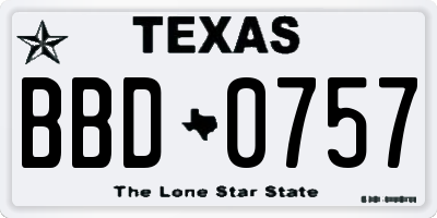 TX license plate BBD0757