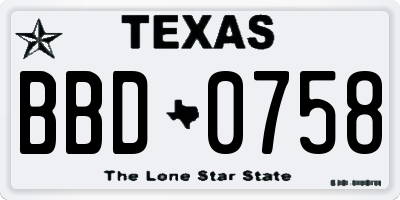 TX license plate BBD0758