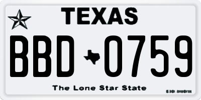 TX license plate BBD0759