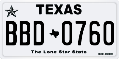 TX license plate BBD0760