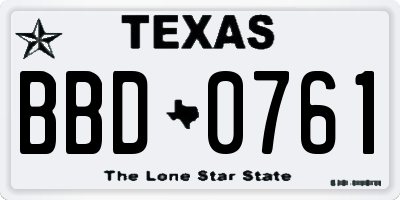 TX license plate BBD0761