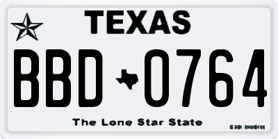 TX license plate BBD0764