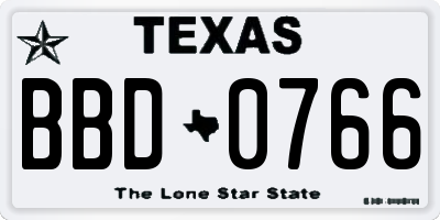TX license plate BBD0766