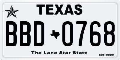 TX license plate BBD0768