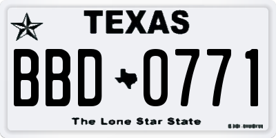 TX license plate BBD0771