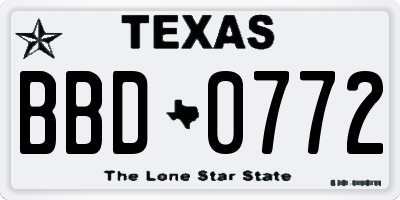 TX license plate BBD0772