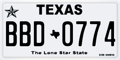 TX license plate BBD0774