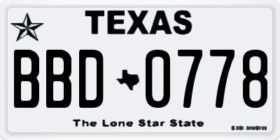 TX license plate BBD0778