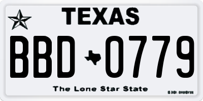 TX license plate BBD0779