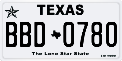 TX license plate BBD0780
