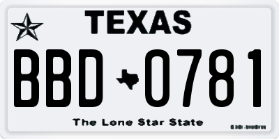 TX license plate BBD0781