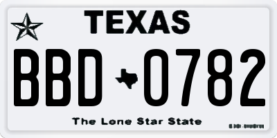 TX license plate BBD0782