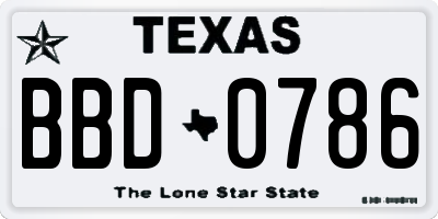 TX license plate BBD0786
