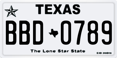 TX license plate BBD0789