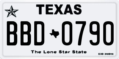TX license plate BBD0790