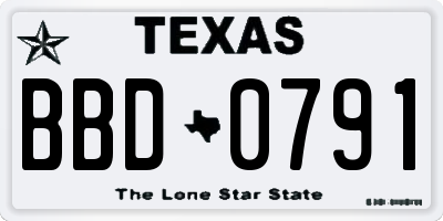 TX license plate BBD0791