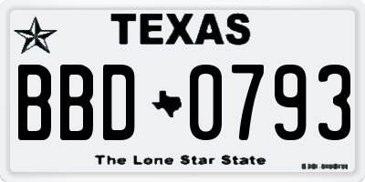 TX license plate BBD0793