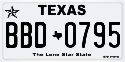 TX license plate BBD0795