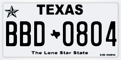TX license plate BBD0804