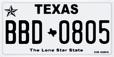 TX license plate BBD0805
