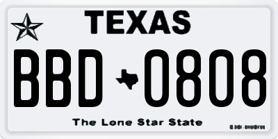 TX license plate BBD0808
