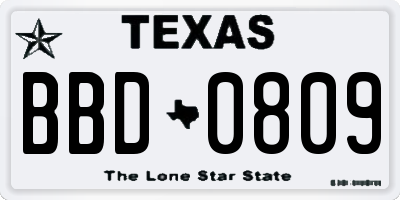 TX license plate BBD0809
