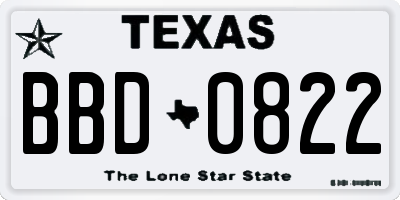 TX license plate BBD0822