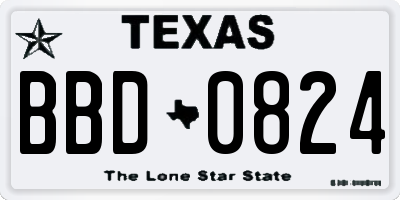 TX license plate BBD0824