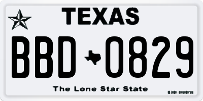 TX license plate BBD0829