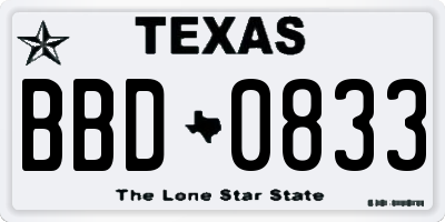 TX license plate BBD0833