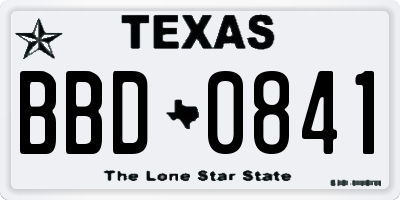 TX license plate BBD0841