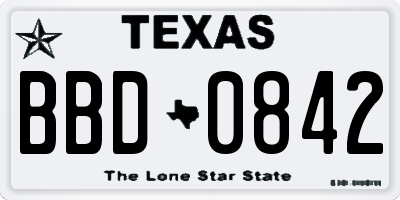 TX license plate BBD0842