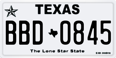 TX license plate BBD0845