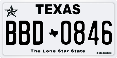 TX license plate BBD0846