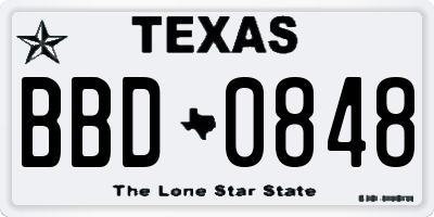 TX license plate BBD0848