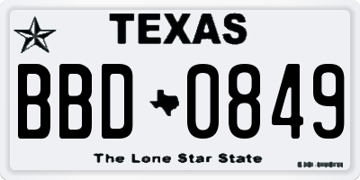 TX license plate BBD0849