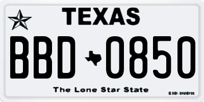 TX license plate BBD0850