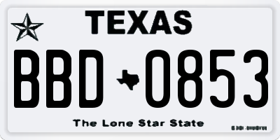 TX license plate BBD0853