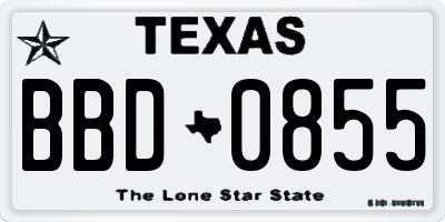 TX license plate BBD0855