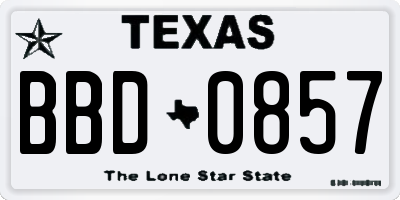 TX license plate BBD0857
