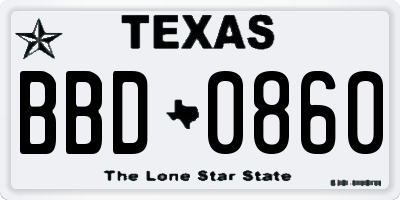TX license plate BBD0860