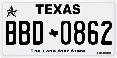 TX license plate BBD0862