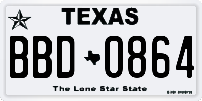 TX license plate BBD0864