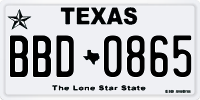 TX license plate BBD0865