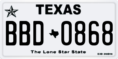 TX license plate BBD0868