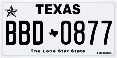 TX license plate BBD0877